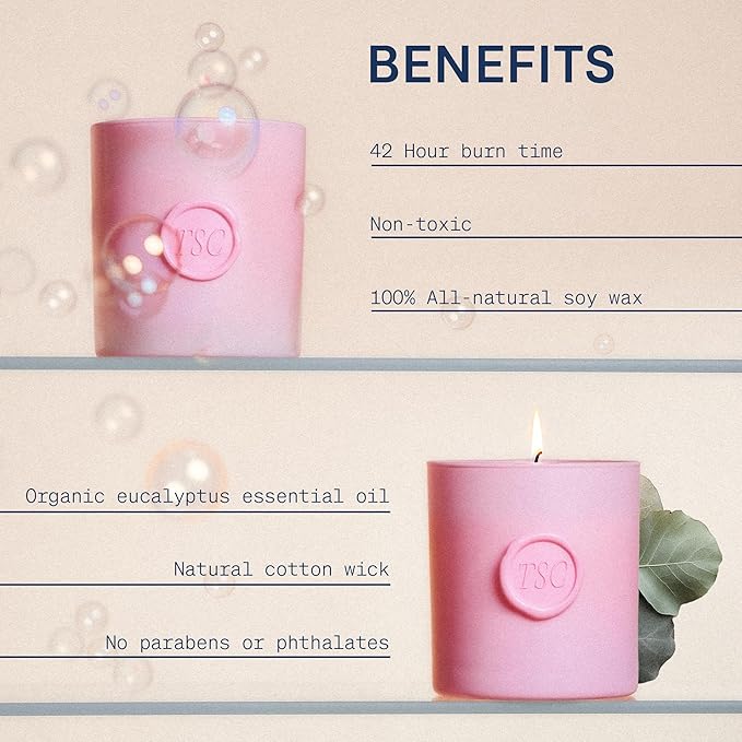The Skinny Confidential Candle with Organic Eucalyptus Essential Oil - All-Natural Soy Wax Jar Candle - Non-Toxic Aromatherapy Candles for Home with Natural Cotton Wick - Paraben-Free & Non-GMO