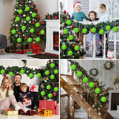 12Pcs Furry Christmas Ball Ornament for Xmas Tree Lime Green Soft Faux Fur Pom Pom Ball Ornaments Christmas Tree Hanging Decorations for Winter Party Home Decor Costume Supplies