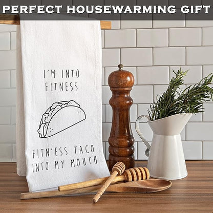 I'm Into Fitness Taco Kitchen Towels 18x24 Funny Dish Towels Tabletop Decor Taco
