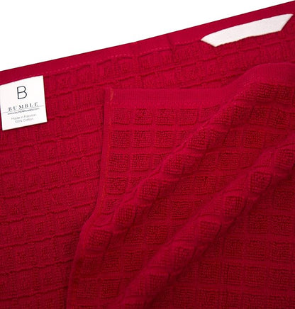 Premium Kitchen Towels 6 Pack Large Cotton Flat Terry Absorbent Tea Towels with Hanging Loop Red Check 20x28