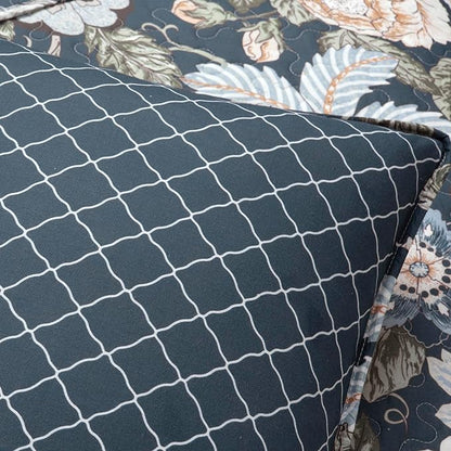 Lush Decor Sydney Reversible Cotton Quilt Set Queen 3 Piece Bedding, Navy Multi