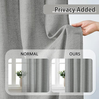 RAIN CITY Extra Long Pleated Sheer Curtains 120 inch Length 2 Panels Back Tab Light Filtering Semi Sheer Linen Curtain for Floor to Ceiling Window Patio Sliding Door 10 FT Grey Pinch Pleat with Hooks
