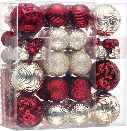 Valery Madelyn 100ct Christmas Tree Decorations Ball Ornament Set, Red and Gold Shatterproof Hanging Ornaments Bulk for Xmas Holiday Party Decor