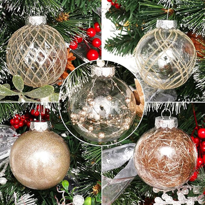 Clear Plastic Christmas Ball Ornaments, 30ct 2.36 Inch Champagne Balls for Tree Decoration - Shatterproof for Holiday Wedding Party Gifts