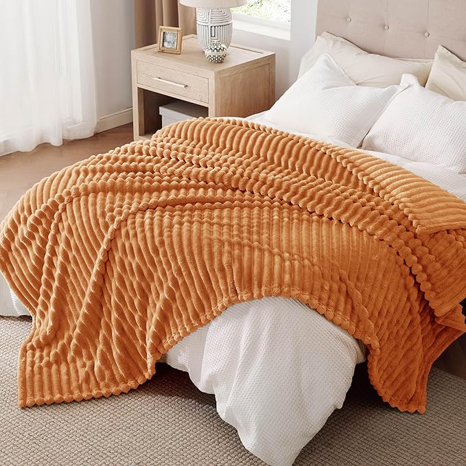 Bedsure GentleSoft King Blanket for - Cozy Soft Fall Blankets for Women, Cute Large Throws for Girls, Orange, 108x90 Inches