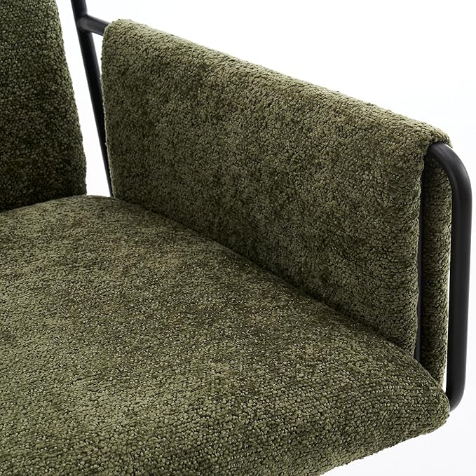 Rowill Modern Office Chair, Swivel Desk Chair, Green Boucle Fabric, Adjustable Height, 300 LBS Capacity, Wheels, Arm Rest, Perfect for Home Office, Bedroom, Makeup Room