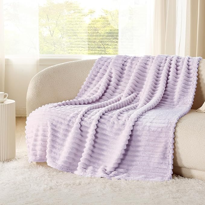 Bedsure GentleSoft Lavender Fog Fleece Blanket for - Cozy Soft Blankets for Women, Cute Small Throws for Girls, 60x80 Inches