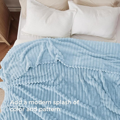 Bedsure GentleSoft Blue Fleece Blanket for - Cozy Soft Blankets for Women, Cute Small Throws for Girls, Light Blue, 90x90 Inches