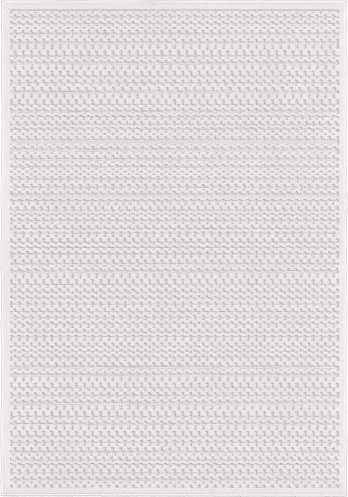 My Texas House Quail Hallow Rug 5.2x7.6 Geometric High-Low Indoor Outdoor, Natural