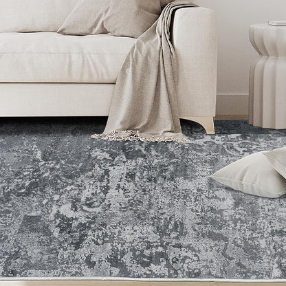 8x10 Area Rugs for Living Room Rug Washable: Abstract Large Rug for Dining Room Bedroom Carpet Non Slip 8 by 10 Indoor Modern Nursery Home Office Black