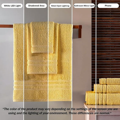 Hawmam Linen Luxury Cotton Washcloths 13x13 Inch Large Hotel Spa Bathroom Face Towel 12 Pack, Yellow