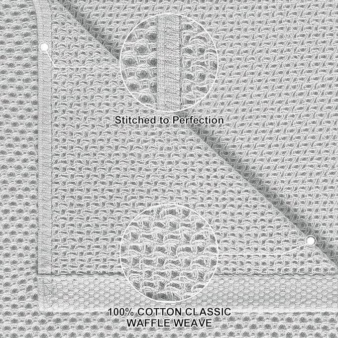 Homaxy 100% Cotton Kitchen Towels and Dishcloths Set, 12 x 12 Inches and 13 x 28 Inches, Set of 12 Bulk Kitchen Towels Set, Ultra Soft Absorbent Dish Cloths for Washing Dishes, Light Gray