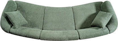 Merax 98.5" Modern 3 Seater Curved Sofa, Luxury Boucle Fabric Sofa, Minimalist Cozy Cloud Couch for Living Room, Bedroom, Apartment, Home Office, Green