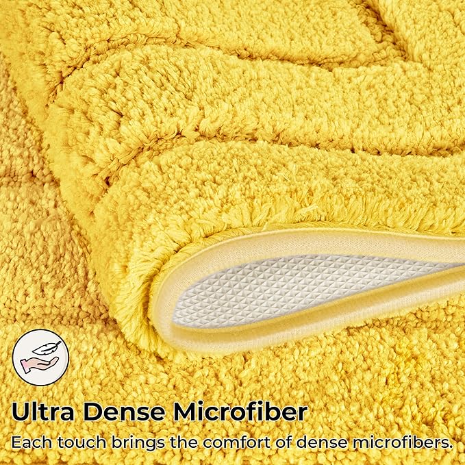 GRANNY SAYS Bathroom Rug Mat, 48" x 24" Non-Slip, Super Soft and Water Absorbent, Microfiber Bath Rug, Machine Washable, Large Bathroom Rug for Floor, Yellow
