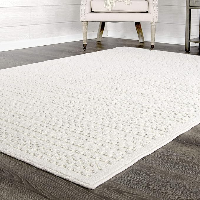 My Texas House Quail Hallow Rug 5.2x7.6 Geometric High-Low Indoor Outdoor, Natural