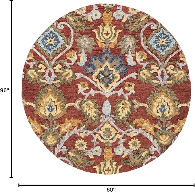 SAFAVIEH Blossom Collection Accent Rug - 4'6" x 6'6" Oval, Red & Multi, Handmade Wool, Ideal for The Living Room, Bedroom, Dining Room (BLM402Q-5OV)