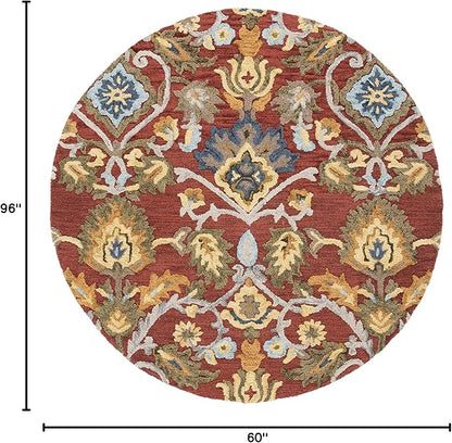 SAFAVIEH Blossom Collection Accent Rug - 4'6" x 6'6" Oval, Red & Multi, Handmade Wool, Ideal for The Living Room, Bedroom, Dining Room (BLM402Q-5OV)