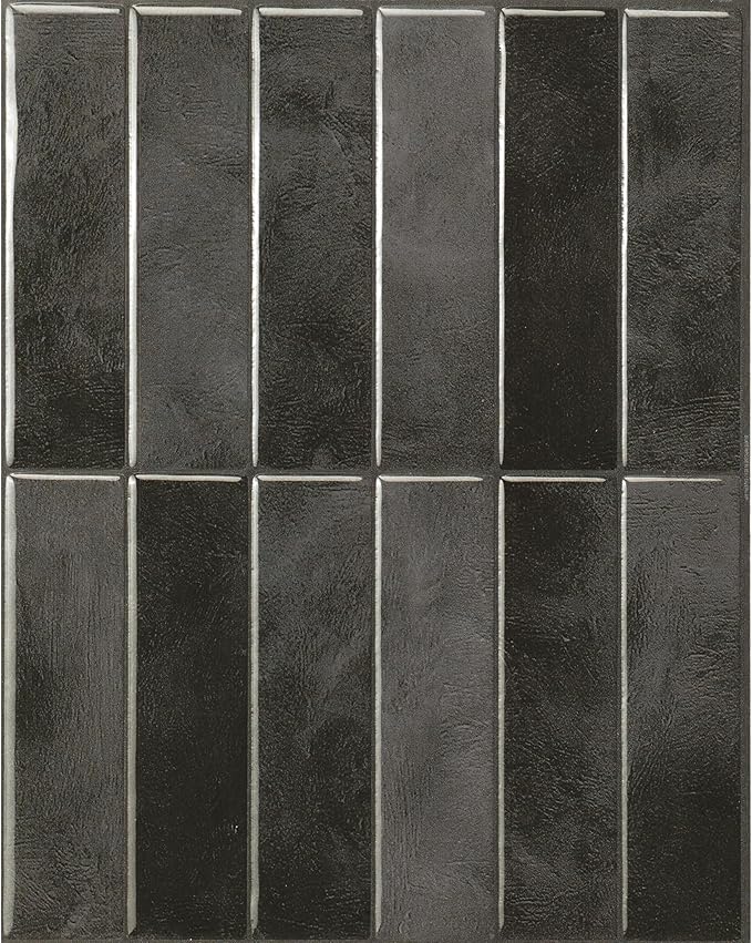 Smart Tiles Peel and Stick Backsplash - 5 Sheets of 11.43''x9'' - 3D Adhesive Peel and Stick Tile Backsplash for Kitchen, Bathroom, Wall Tile, Zaida Black