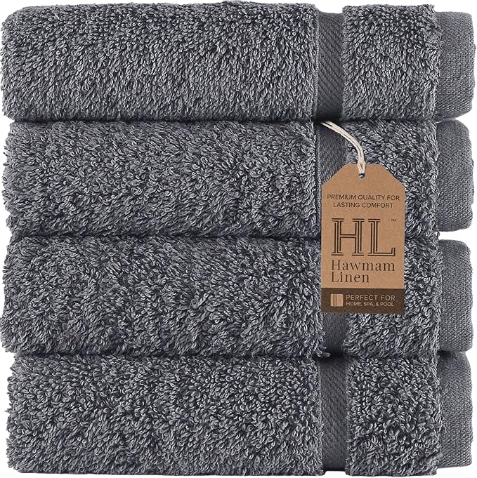 Washcloth Linen Set Premium Original Turkish Cotton Bath Sheets Softness Absorbency Face Towels for Hand, Grey