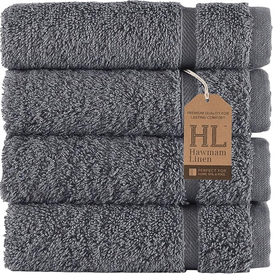 Washcloth Linen Set Premium Original Turkish Cotton Bath Sheets Softness Absorbency Face Towels for Hand, Grey