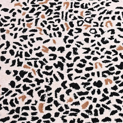 Handmade Leopard Wool Area Rug with Traditional Oushak Motif – Exquisite Animal Print Cheetah Rugs for Living Room, Bedroom | Plush Texture, Vintage Style, Thick & Durable Carpet (Rust, 5' Round)