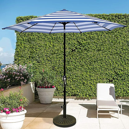 Blissun 9' Outdoor Patio Umbrella, Outdoor Table Umbrella, Yard Umbrella, Market Umbrella with 8 Sturdy Ribs, Push Button Tilt and Crank