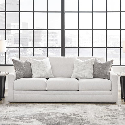 Signature Design by Ashley Maitelynn Contemporary Sofa with Accent Pillows, Reversible Cushions and Sloped Arms, Light Gray