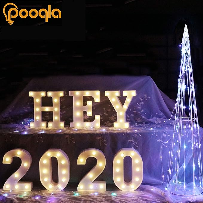 Pooqla LED Marquee Letter Lights Sign, Light Up Alphabet Letter for Home Party Wedding Decoration T