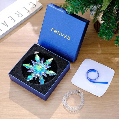 2025 Annual Christmas Ornaments Crystal Snowflake Star - Christmas Tree Ornaments Pendant Crystal Sun Catcher Home Hanging Decor