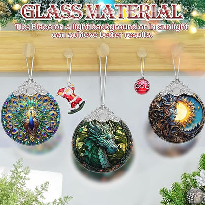 Christmas Ornament, 2025 Ornaments for Christmas Tree, Stained Glass Hanging Ornament, Holiday Ornaments, Unique Gift Idea - Dragon