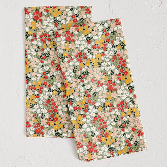 Minted Field of Florals Tea Towels Cotton Kitchen Towels Decorative with Hanging Loop Set of 2 18x28