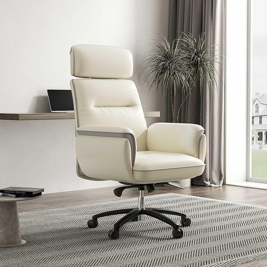 EUREKA ERGONOMIC Microfiber Leather Office Chair Ergonomic Desk Chair, Executive Chair Office Gaming Chair, Comfy Big and Tall Office Chair with Elevatable Headrest & Padded Armrests, Beige