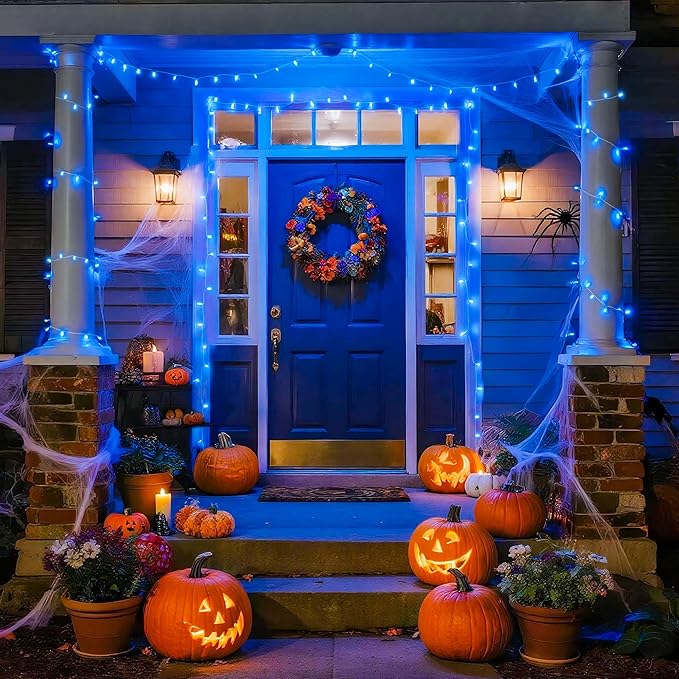 JMEXSUSS Connectable 100 LED Blue Christmas Lights Clear Wire, 8 Modes Blue Christmas Tree Lights Indoor Outdoor Plug in, 33ft Fairy String Lights for Christmas Tree, Xmas, Party, Garden