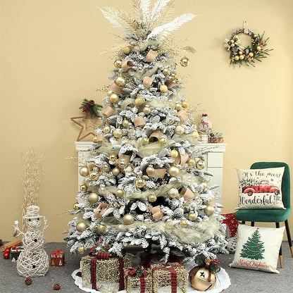 Clear Christmas Ball Ornaments, 30ct 2.36" Gold Shatterproof Xmas Ball Decorations Set Decorative Hanging Ornaments for Christmas Tree Home Office Decor Gift for Christmas Party Wedding