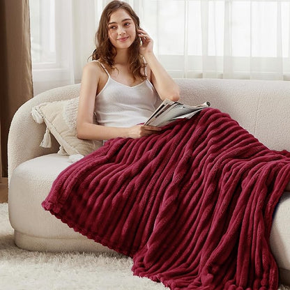 Bedsure GentleSoft Deep Red Fleece Blanket for - Cozy Soft Blankets for Women, Cute Small Throws for Girls, 50x70 Inches