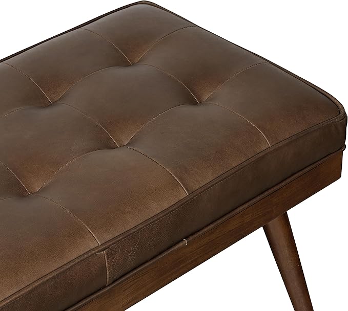 POLY & BARK Napa Luca Leather Bench Accent Chairs in Cocoa Brown