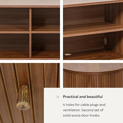 WERMO 71’’ Sideboard Storage Cabinet with Doors and Shelves - Wood Credenza for Living Room, Bedroom, Entryway and Home Office Cabinet. Kitchen Buffet, Media Console Table with Storage (Walnut)