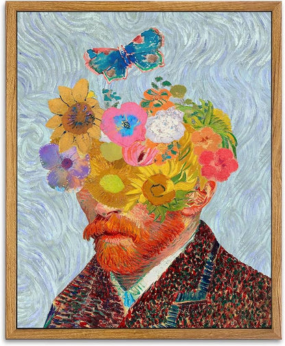 KBKBART Framed Van Gogh Wall Art, Vintage Abstract Impressionist Canvas Oil Painting, Antique Victorian Wall Decor, Van Gogh Poster Art Prints for Bedroom Living Room, Gallery, Gifts for Friends or Family(8"x10")