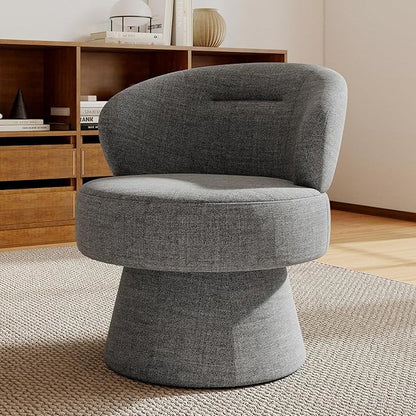 360° Swivel Accent Chairs, Modern Chenille Upholstered Boucle Dining Chair with Back, Vanity Chair Accent Armchair Side Chairs for Dining/Living Room, Bedroom, Gray