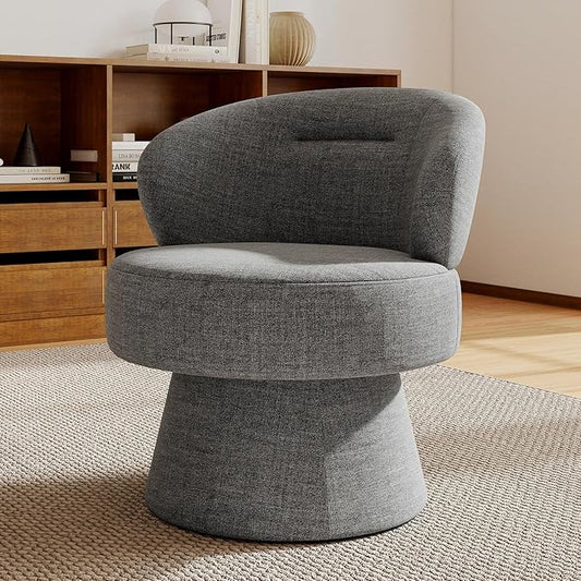 360° Swivel Accent Chairs, Modern Chenille Upholstered Boucle Dining Chair with Back, Vanity Chair Accent Armchair Side Chairs for Dining/Living Room, Bedroom, Gray