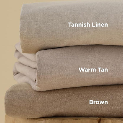 Bedsure Linen Duvet Cover King Size - Linen Cotton Blend Bedding Set, Soft & Cozy, 3 Pieces, 1 Duvet Cover 104x90 Inches and 2 Pillowcases, Warm Tan Color Cooling Bedding, Comforter Sold Separately