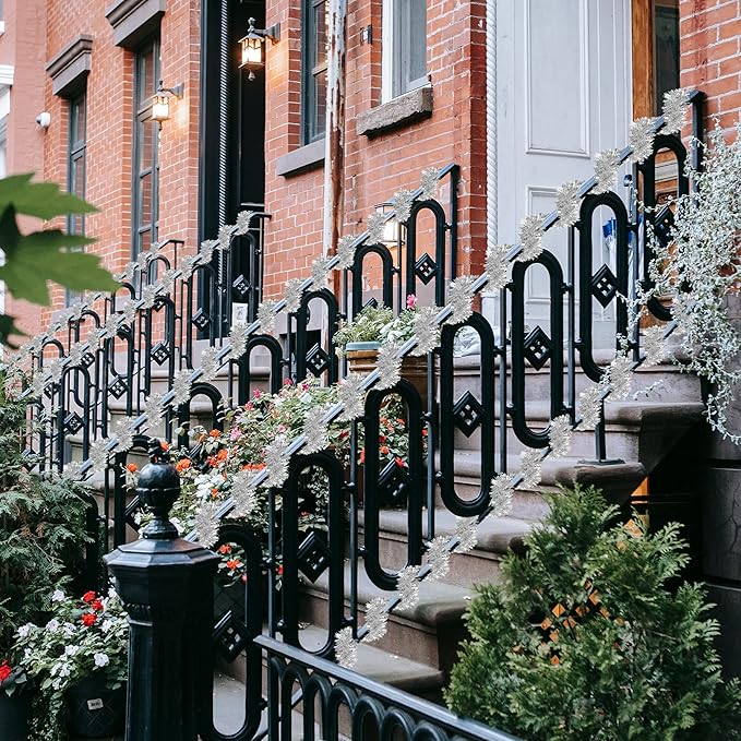 CANREVEL 4 Pieces 26.2 Ft Christmas Garland Metallic Shiny Twist Tinsel Garland Hanging Decorations for Christmas Tree, Mantle, Stairs Railing Decorations - Silver