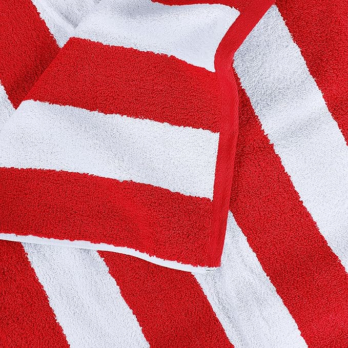 Utopia Towels 4 Pack Cabana Stripe Beach Towel Oversized 100% Ring Spun Cotton Beth Towels Highly Absorbent Quick Dry, Red