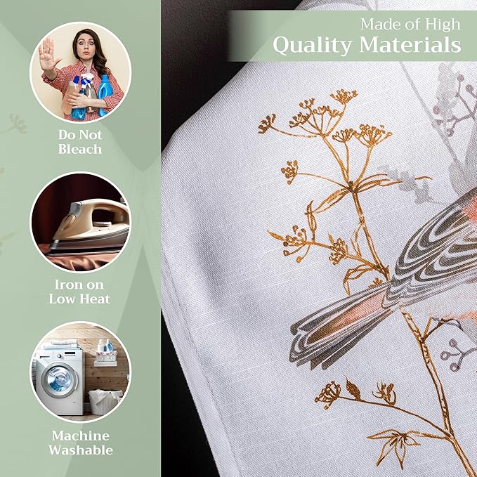 Maison d'Hermine Dish Towels 100% Cotton Absorbent Meadow Florals Beige Set of 3 Spring Summer