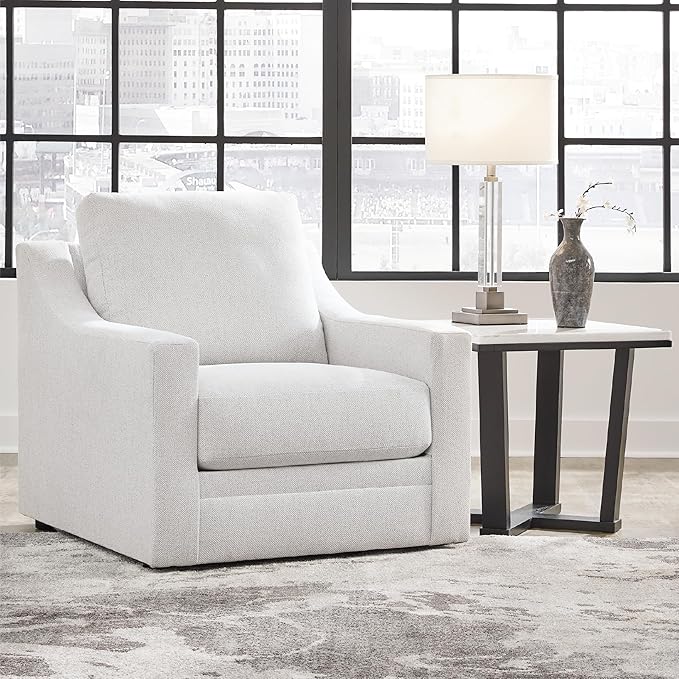 Signature Design by Ashley Maitelynn Contemporary Upholstered Chair with Non-Skid Legs, White