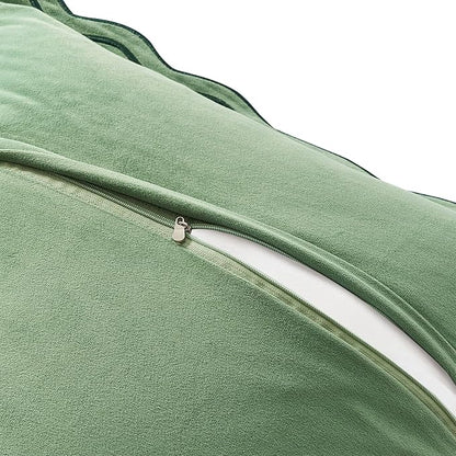 MONDAY MOOSE Decorative Throw Pillow Covers Cushion Cases, Set of 2 Soft Velvet Scalloped Wavy Edge Designs, Mix and Match for Home Decor, Pillow Inserts Not Included (Green/Light Green, 18x18 inch)