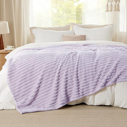 Bedsure GentleSoft Lavender Fog Fleece Blanket for - Cozy Soft Blankets for Women, Cute Small Throws for Girls, 90x90 Inches