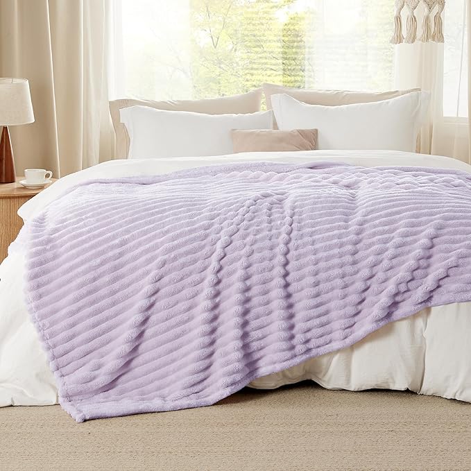 Bedsure GentleSoft Lavender Fog Fleece Blanket for - Super Soft Cozy King Blankets for Women, Cute Small Blanket for Girls, 108x90 Inches