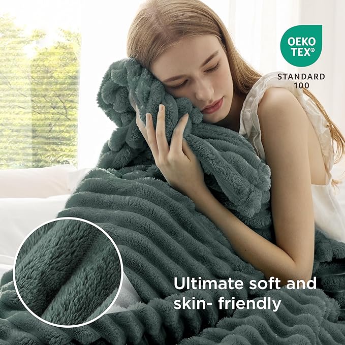 Bedsure GentleSoft Mallard Green Fleece Blanket for - Cozy Soft Blankets for Women, Cute Small Throws for Girls, 60x80 Inches