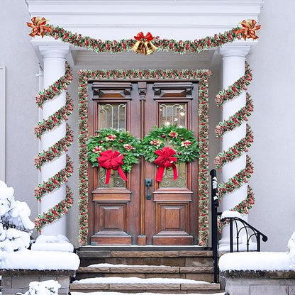 50 FT Christmas Tinsel Garland Christmas Decorations for Xmas Tree Decor Metallic Twist Shiny Hanging Garlands for Tree Mantel Stairs Fireplace Home Indoor Holiday Party Supplies (Red Green Silver)